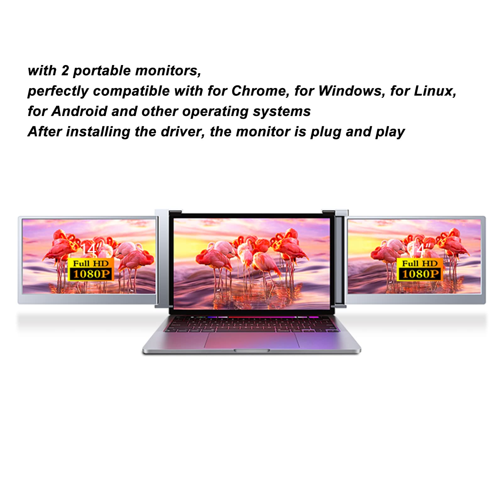 モバイルモニター 2画面 トリプルポータブルモニター 14インチ ノートパソコン Amazon.co.jp: 14インチ デュアルディスプレイ ポータブルモニタ